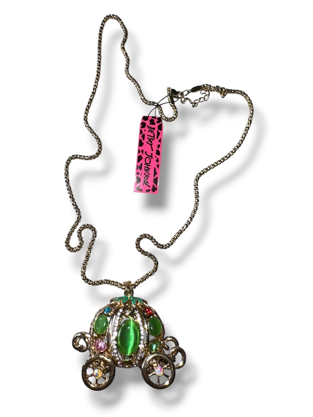 Betsey Johnson Cinderella Pumpkin Carriage Pendant Necklace NWT